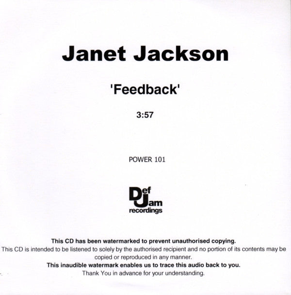 Janet Jackson : Feedback (CDr, Single, Promo, Wat)
