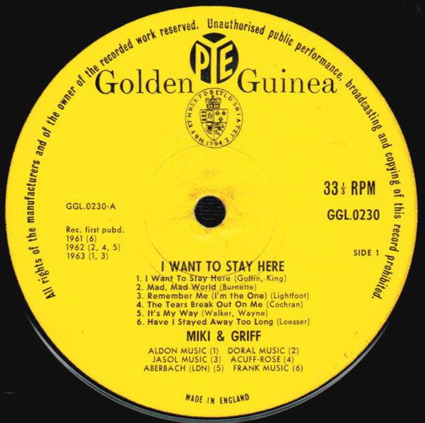 Miki & Griff : I Want To Stay Here (LP, Comp)