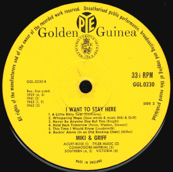 Miki & Griff : I Want To Stay Here (LP, Comp)