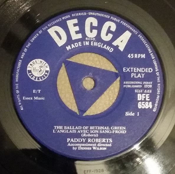 Paddy Roberts (2) : Strictly For Grown-Ups (7", EP, Tri)