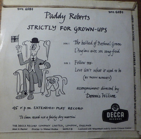 Paddy Roberts (2) : Strictly For Grown-Ups (7", EP, Tri)