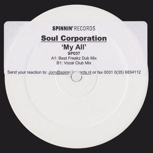 Soul Corporation : My All (12", TP, W/Lbl)
