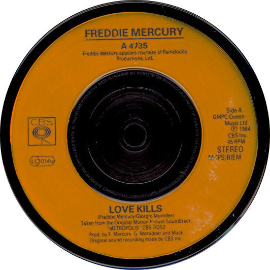 Freddie Mercury : Love Kills (7", Single, Inj)
