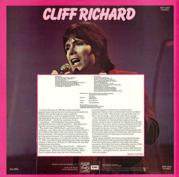 Cliff Richard : Cliff Richard Live! (LP, Album, RE)