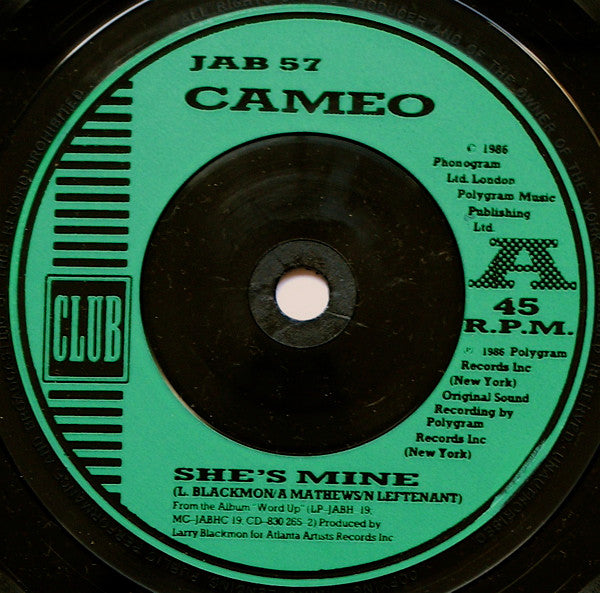 Cameo : She's Mine (7", Single, gre)