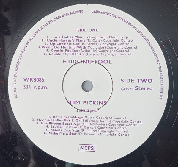 Slim Pickins : The Fiddlin' Fool (LP, Album)