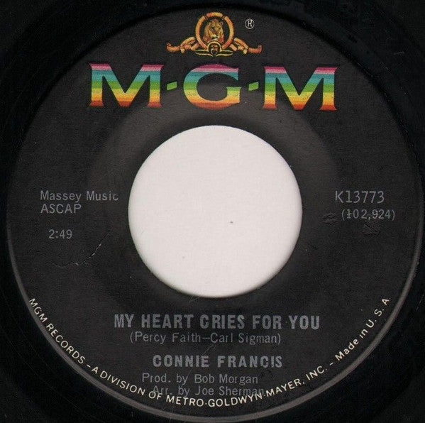 Connie Francis : My Heart Cries For You (7", Single)