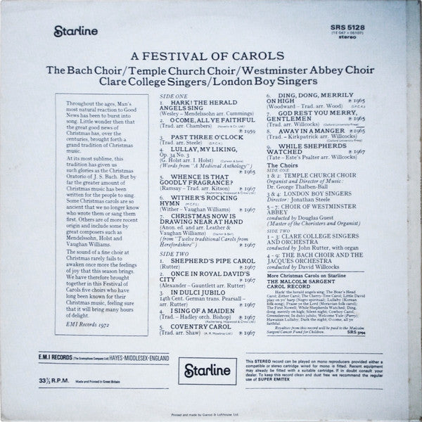 The Bach Choir, The Choir Of The Temple Church, The Choir Of Westminster Abbey, The Choir Of Clare College, The London Boy Singers : A Festival Of Carols (LP, Comp)