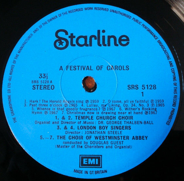 The Bach Choir, The Choir Of The Temple Church, The Choir Of Westminster Abbey, The Choir Of Clare College, The London Boy Singers : A Festival Of Carols (LP, Comp)
