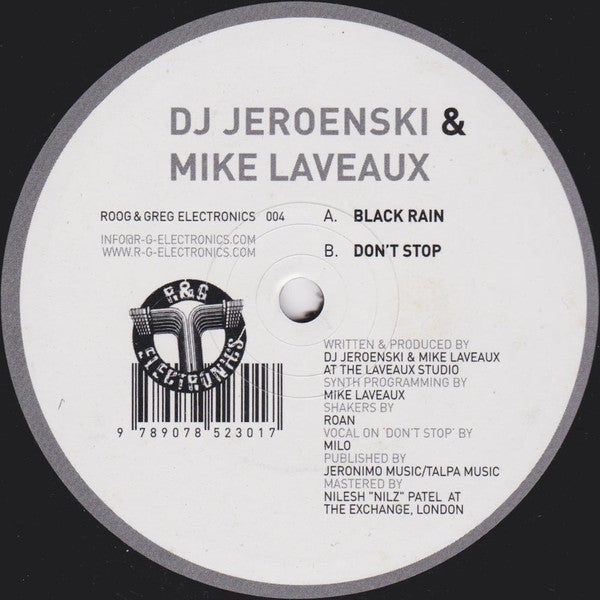DJ Jeroenski & Mike Laveaux : Black Rain / Don't Stop (12")