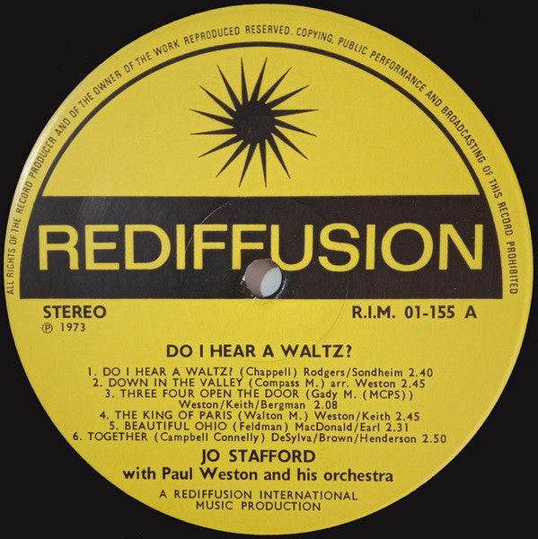 Jo Stafford With Paul Weston And His Orchestra : Do I Hear A Waltz? (LP, Album)