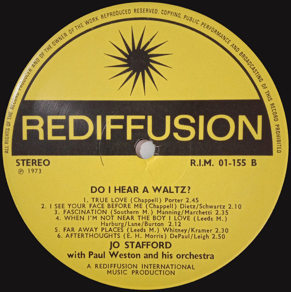 Jo Stafford With Paul Weston And His Orchestra : Do I Hear A Waltz? (LP, Album)