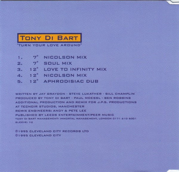 Tony Di Bart : Turn Your Love Around (CD, Single)
