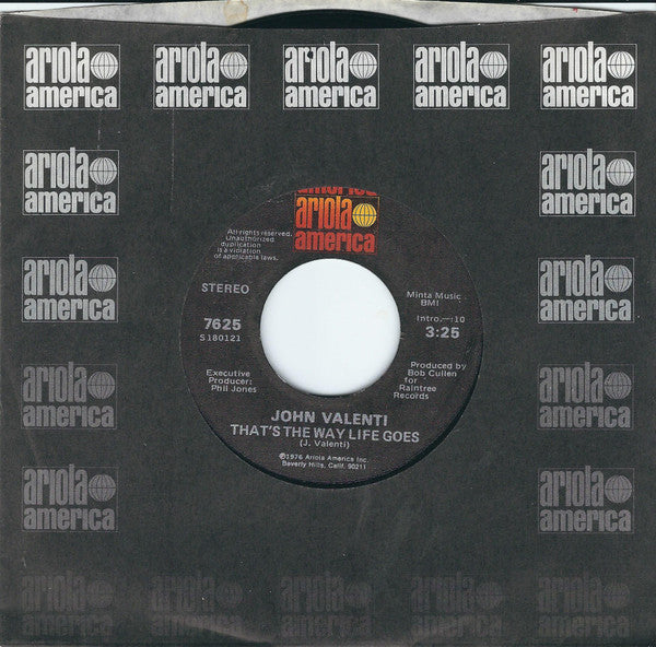 John Valenti : That's The Way Life Goes / Anything You Want (7", Single, Los)