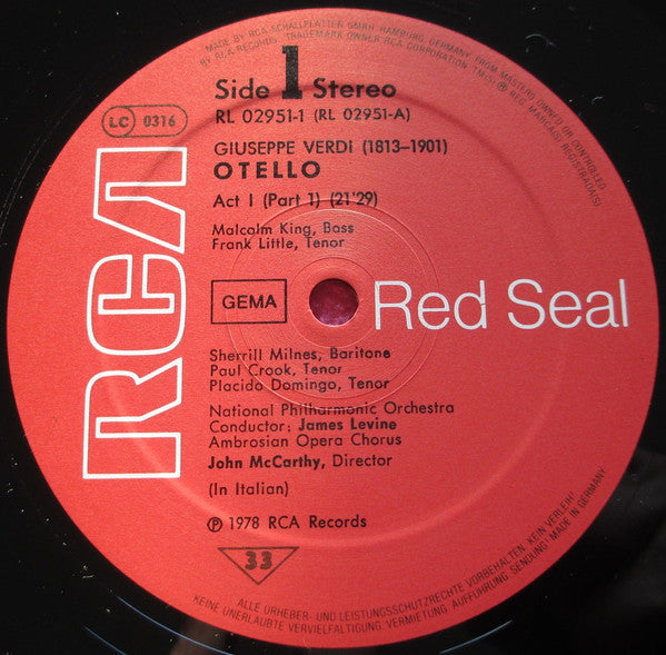 Placido Domingo, Renata Scotto, Sherrill Milnes, National Philharmonic Orchestra, James Levine (2) : Otello (3xLP, Album + Box)
