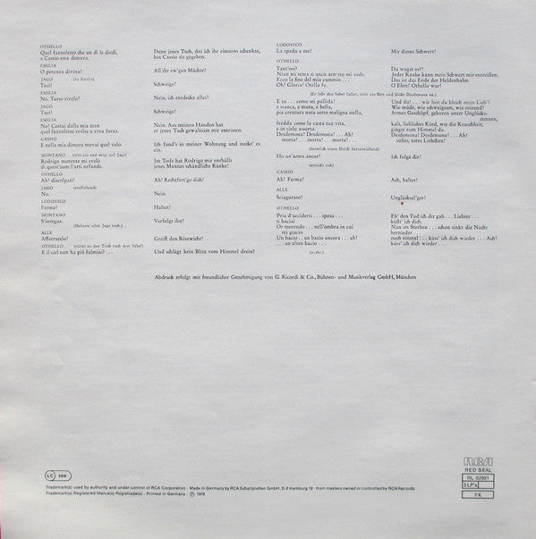 Placido Domingo, Renata Scotto, Sherrill Milnes, National Philharmonic Orchestra, James Levine (2) : Otello (3xLP, Album + Box)