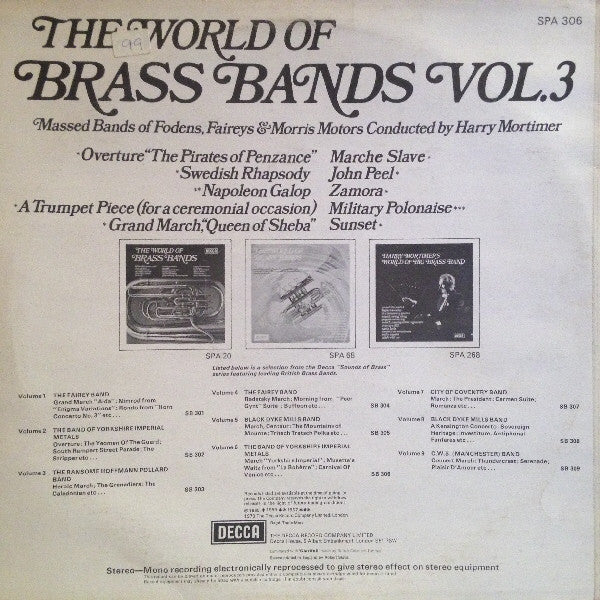 Massed Brass Bands Of Fodens, Fairey Aviation & Morris Motors : The World Of Brass Bands Vol. 3 (LP, Album, Mono)