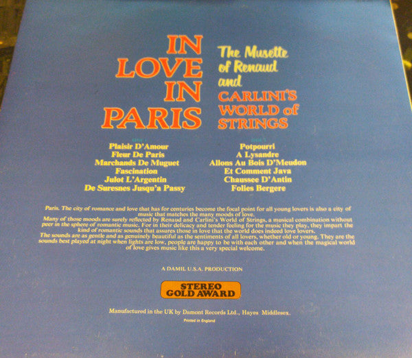 Renaud (11) And Carlini's World Of Strings : In Love In Paris (LP, Album)