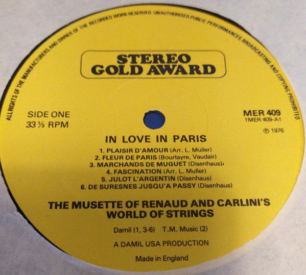 Renaud (11) And Carlini's World Of Strings : In Love In Paris (LP, Album)