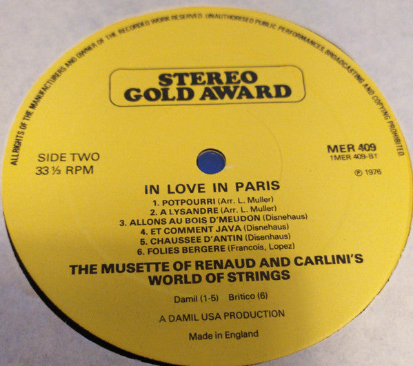 Renaud (11) And Carlini's World Of Strings : In Love In Paris (LP, Album)