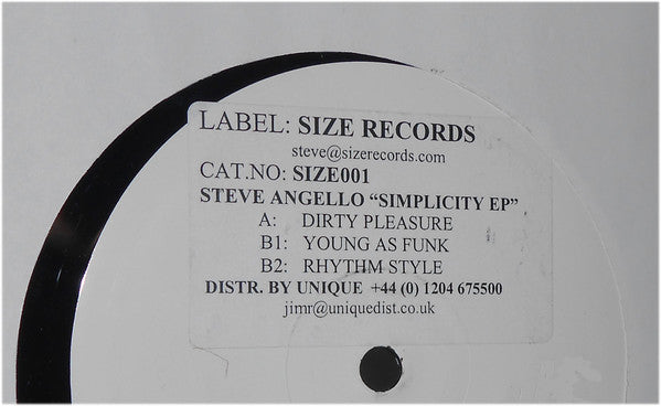 Steve Angello : Simplicity EP (12", EP, W/Lbl, Sti)