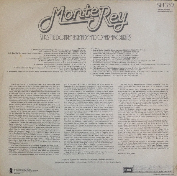 Monte Rey : Sings 'The Donkey Serenade' And Other Favourites (LP, Comp)