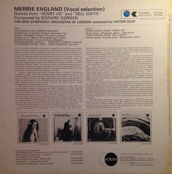 Edward German : Merrie England / Henry VIII / Nell Gwyn (LP, RE, RM)