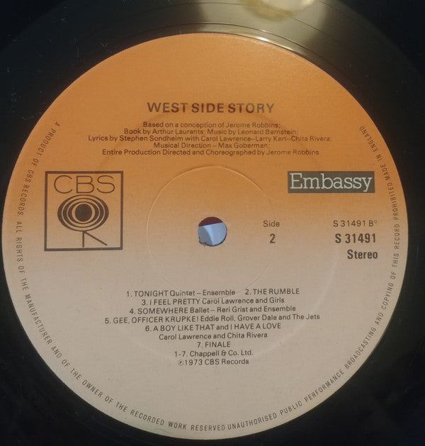 Leonard Bernstein ‧ Jerome Robbins ‧ Carol Lawrence ‧ Larry Kert ‧ Chita Rivera, Arthur Gordon Smith : West Side Story (LP)