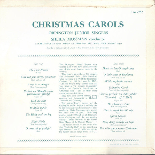 Orpington Junior Singers : Christmas Carols (LP, Album, Mono)
