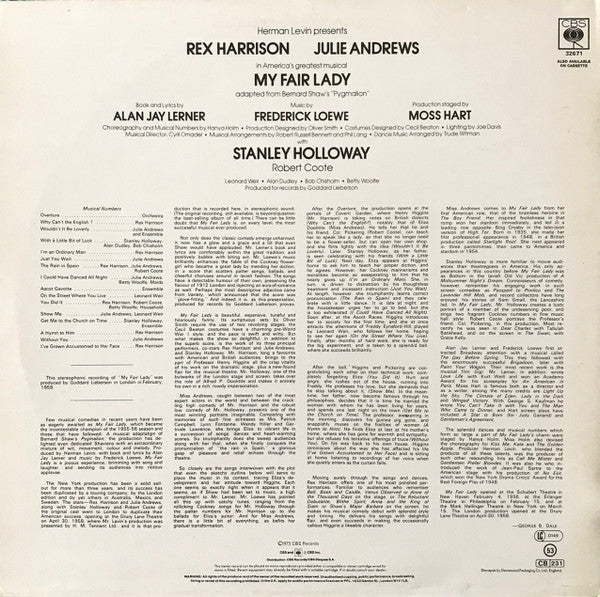 Rex Harrison, Julie Andrews With Stanley Holloway Book And Lyrics By Alan Jay Lerner Music By Frederick Loewe : My Fair Lady (LP, Album, RE)