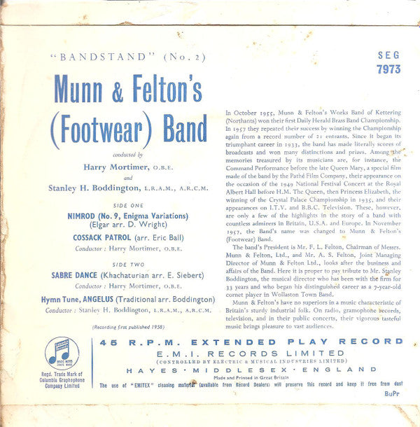 Munn And Felton's Works Band : Bandstand No.2 (7", EP, Mono)