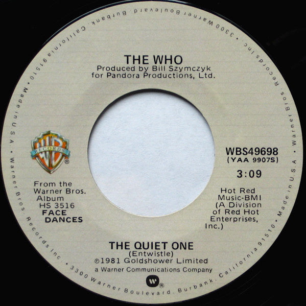 The Who : You Better You Bet (7", Single, Styrene, All)