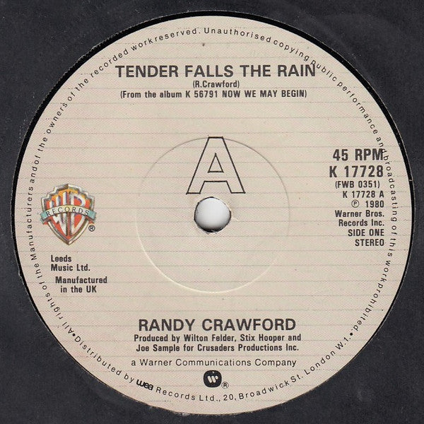Randy Crawford : Tender Falls The Rain (7")
