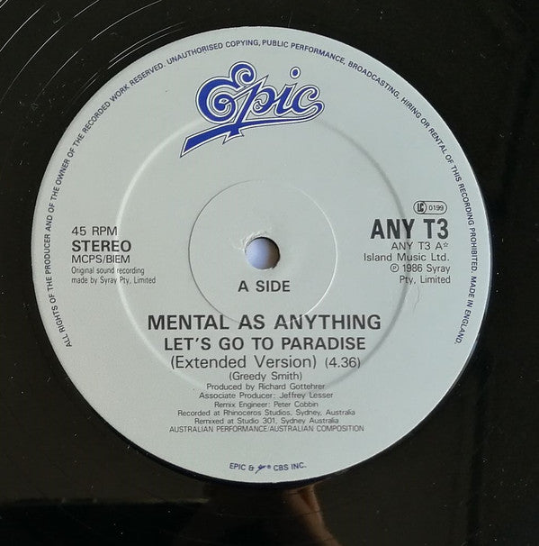 Mental As Anything : Let's Go To Paradise (12")