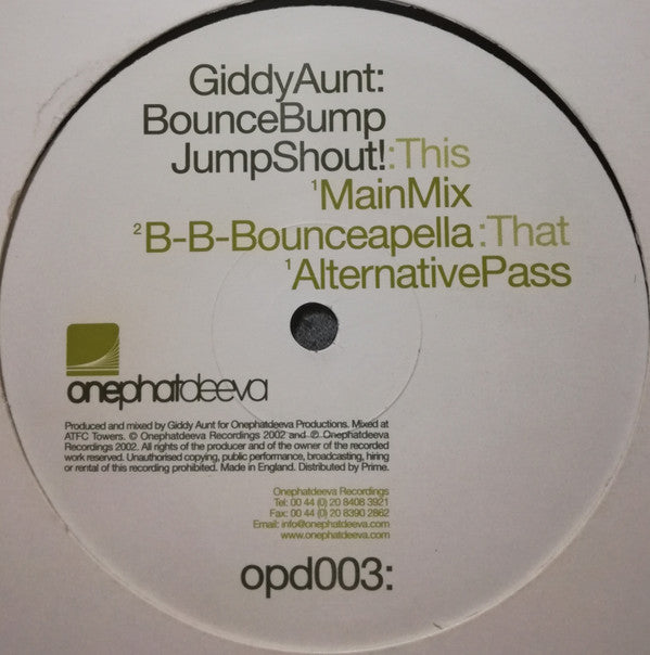 Giddy Aunt : BounceBumpJumpShout! (12")