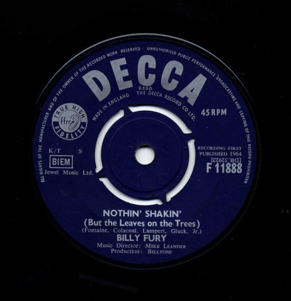 Billy Fury : Nothin' Shakin' (But The Leaves On The Trees) (7")