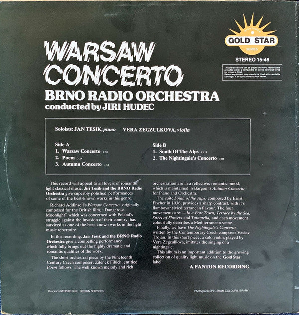 Symfonický Orchestr Brněnského Rozhlasu Conducted By Jiří Hudec (2) : Warsaw Concerto (Also: Poem; Autumn Concerto; The Nightingale's Concerto; South Of The Alps) (LP, Album)