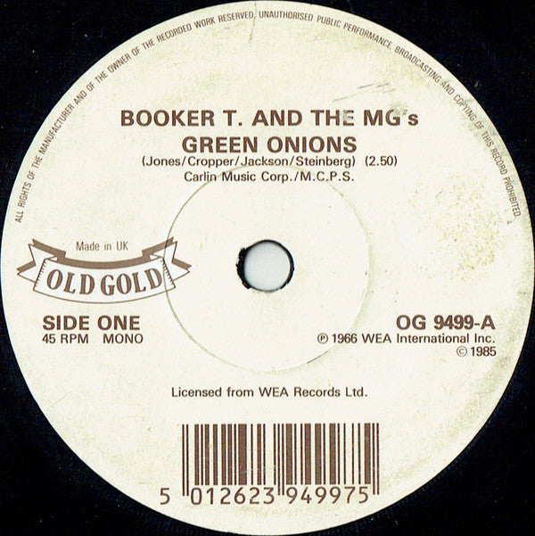 Booker T & The MG's : Green Onions / Chinese Checkers (7", Single, Mono)