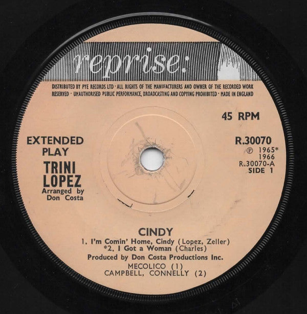 Trini Lopez : Cindy  (7", EP)