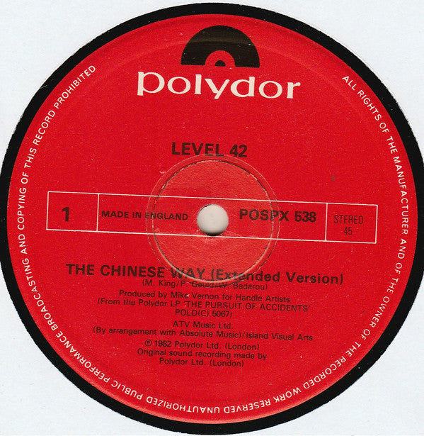 Level 42 : The Chinese Way (12", Single)
