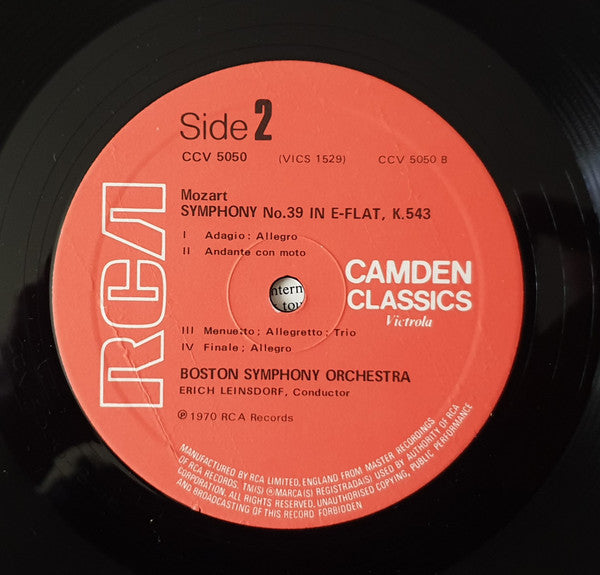 Wolfgang Amadeus Mozart, Boston Symphony Orchestra, Erich Leinsdorf : Symphony No. 36 In C, "Linz" / Symphony No. 39 In E Flat (LP, Album, RE)