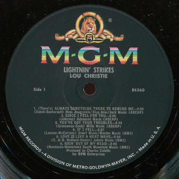 Lou Christie : Lightnin' Strikes (LP, Album, Mono, MGM)