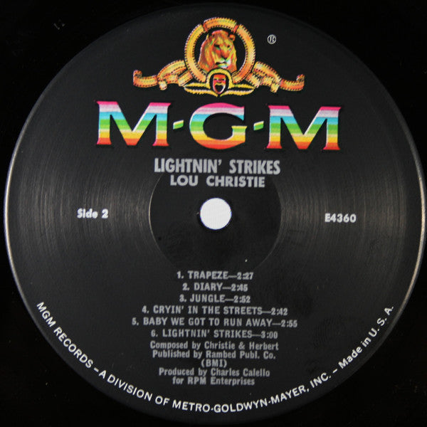Lou Christie : Lightnin' Strikes (LP, Album, Mono, MGM)