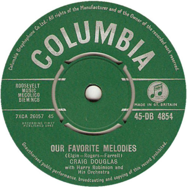 Craig Douglas (2) : Our Favorite Melodies (7", Single)