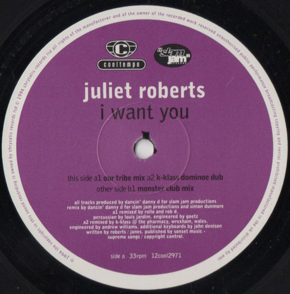 Juliet Roberts : I Want You (12", Single)