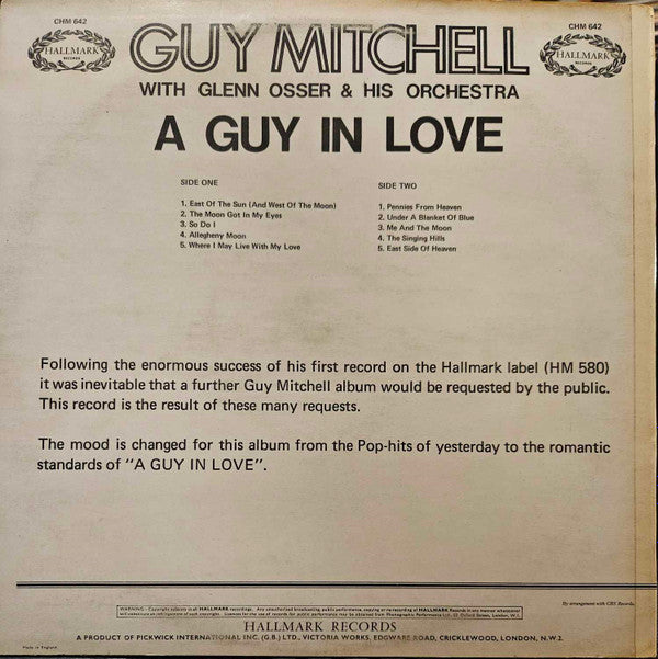 Guy Mitchell With Glenn Osser And His Orchestra : A Guy In Love (LP, Mono)