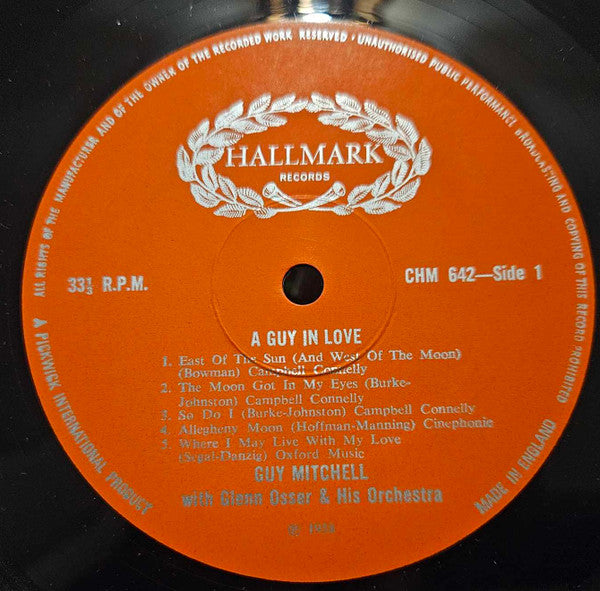 Guy Mitchell With Glenn Osser And His Orchestra : A Guy In Love (LP, Mono)
