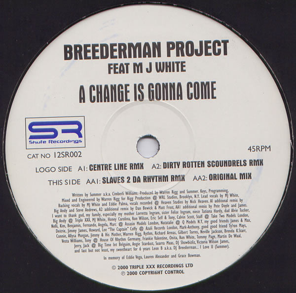 Breederman Project : A Change Is Gonna Come (12")
