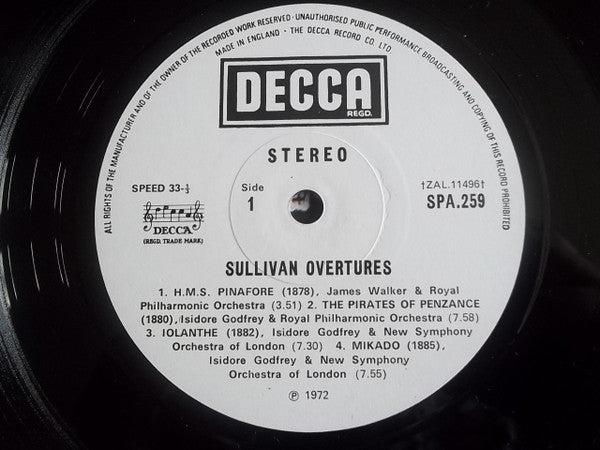 Various, Sir Arthur Sullivan : Sullivan Overtures (LP, Comp)