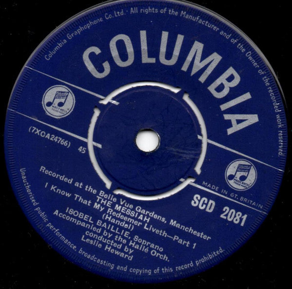 Isobel Baillie : The Messiah - I Know That My Redeemer Liveth (7")